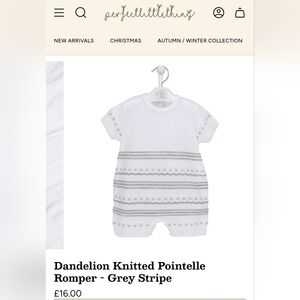 Dandelion White Knit Romper ~ 6/12 mo